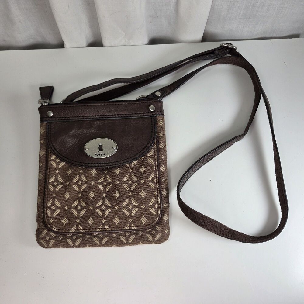 Fossil Maddox Brown Geometric Print Crossbody